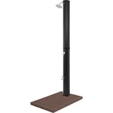 Ml-design Solardusche 35l 217cm Eckig Schwarz Mit Bodenplatte Braun, Solar Gartendusche Mit Fußdusche Und Regenduschkopf, Warmes Wasser 60°c, Außendusche Pooldusche Mit Gartenschlauch-anschluss