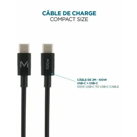 Mobilis Charger 100W 2USB C 1USBA GaN cable 100W Laptop, Smartphone, Tablets Schwarz