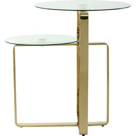 Kayoom Beistelltisch KAYOOM "Katris, Ausgefallenes Gestell aus stabilem Edelstahl", gold, B:59cm H:60cm T:59cm, Tischplatte: 100% Glas / Gestell: Edelstahl, Tische, Beistelltisch, ausgefallenes Gestelldesign aus Edelstahl, zwei Ablageflächen