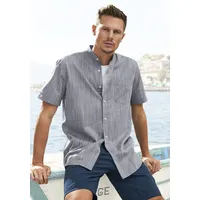 H.I.S. H.I.S Kurzarmhemd Regular Fit, Stehkragenhemd mit Brusttasche, reine Baumwolle, Gr. L (41/42) N-Gr, grau, , 58153917-L N-Gr