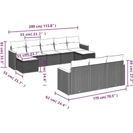 vidaXL Gartensofa-Set 10-tlg. grau