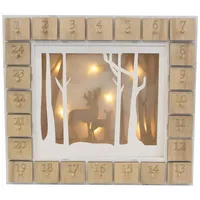 Weihnachts-Adventskalender "Wald" aus Holz 7 LED Batterie Timer Weihnachten