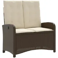 Furnicato Gartenbank Verstellbar mit Kissen Braun Poly Rattan