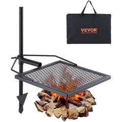 VEVOR Drehspieß Schwenkgrill Stahl 405 x 405 mm, Holzkohlegrill Tragbarer Grillrost Grillgestell 6 kg Belastbarkeit 300 °C Freistehend Spießbratengrill BBQ Grill Grillwagen Barbecue Camping
