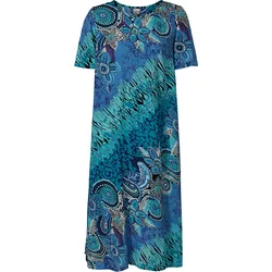 Viskose-Kleid, Druck blau, 48