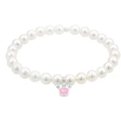 Elli Kids Krone Perle Kristalle 925 Silber 14 Damen 