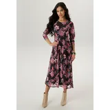 Aniston SELECTED Midikleid Floral Schwarz/Orange/Petrol 48