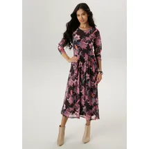 Aniston SELECTED Midikleid Floral Schwarz/Orange/Petrol 48