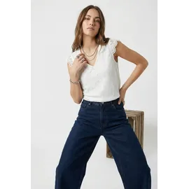 Pieces Pcolline SL LACE V-NECK TOP WVN Noos - L