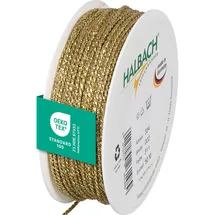 HALBACH Seidenbänder Premium Kordel Gold | Breite: 2mm Länge: 50m | Kordel für Dekorationen | Goldschnur für DIY Handwerk und Geschenkverpackungen, Farbe: Gold