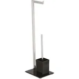 MSV WC-Garnitur Edelstahl und Glas Schwarz
