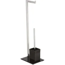 MSV WC-Garnitur Edelstahl und Glas Schwarz