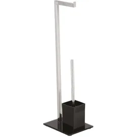 MSV WC-Garnitur Edelstahl und Glas Schwarz