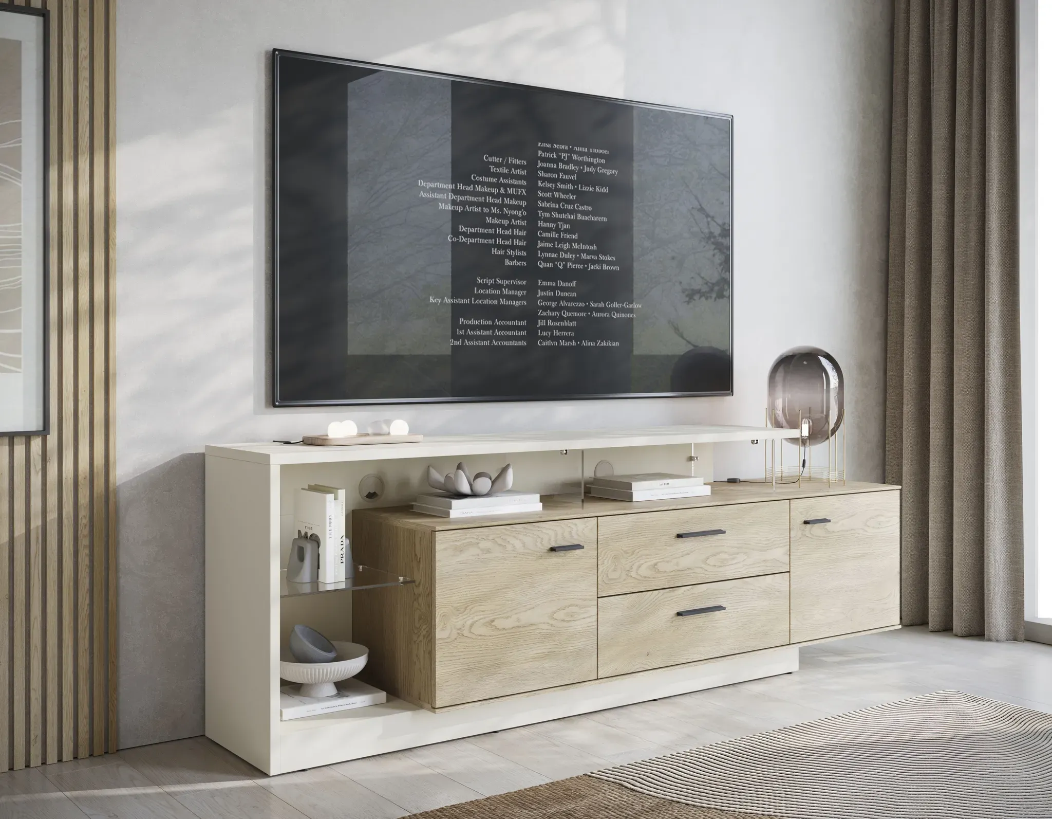 Lowboard HOME AFFAIRE "LAGOON", natur, B:191,5cm H:66cm T:39,9cm, Holzwerkstoff, Sideboards, Lowboard, modernes Lowboard, Breite ca.191,5 cm, 2 Türen und 2 Schubkasten