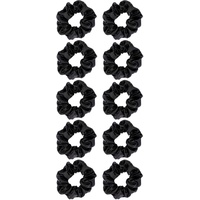 Kicura Haargummi Scrunchy Set - 20er Set mit 5 Farben je 4 Stück, oder 10er Set in Schwarz, Ausführung:10er Set - Schwarz, Anzahl:10 stück (1er Pack)