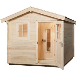 Saunahaus WEKA "Saunahaus Mikkeli", beige (natur), Saunaofen, integrierte Steuerung, 9 kW, Saunen, Saunahaus inkl.hochwertiger Elementsauna