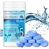 GlobaClean 1 kg Chlor Multitabs 5 in 1 20g Blau, Chlortabletten für Pool, Hochwirksame Poolchemie Poolpflege