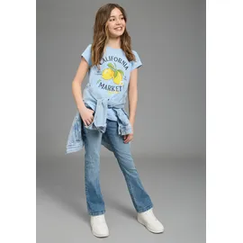 KangaROOS T-Shirt "Kangaroos T-Shirt Zitrone", Mädchen, Gr. 128/134, hellblau, Single Jersey, Obermaterial: 100% Baumwolle, bedruckt, Basic, Rundhals, Shirts T-Shirt, für Mädchen, Kurzarm, Basic Passform, mit modischem Druck