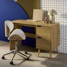 sweeek - Schreibtisch mit 2 Schubladen mit Holzdekor - Eschenlook