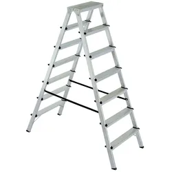BRB Doppelleiter/Bockleiter aus Alu 2x7 Stufen, max. erreichbare Arbeitshöhe 3515 mm