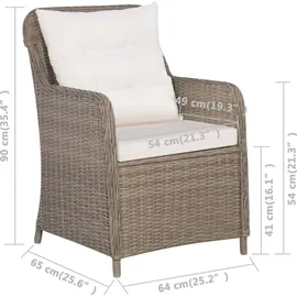 vidaXL Polyrattan Garten-Set 9-tlg. braun 3057797