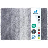 Floordirekt Badematte Wave, Badteppich in Rund, Dichtes, Flauschiges Wohlgefühl für Ihr Zuhause, Badvorleger rutschfest waschbar, schadstoffgeprüft Grau/Weiß 50 x 80 cm