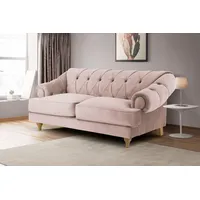 3-Sitzer HOME AFFAIRE "Alegra", beige (puder), B:208cm H:86cm T:108cm, Samtoptik (100% Polyester);Luxus-Microfaser Vintagelook (100% Polyester);Struktur fein (100% Polyester), Sofas, mit Knopfheftung im Rücken, Keder und Nieten in Armlehnen