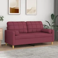 2-Sitzer-Sofa mit Zierkissen Weinrot 140 cm Stoff, Wohnlandschaft Polstergarnitur Schlafsofa Lounge Sofa Geeignet für Wohnung Wohnzimmer Büro Hotel