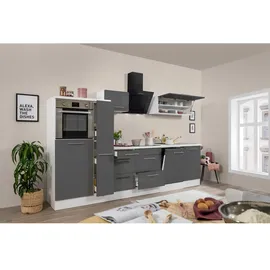 Respekta Küchenzeile Amanda 310 cm Grau Hochglanz-Weiß