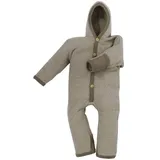 cosilana Baby Overall mit Kapuze und Kratzschutz aus Bio Wolle / Bio Baumwolle Latte macchiato-Melange 50/56