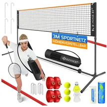 Kesser Badmintonnetz 3-Fach-Höhenverstellbar Set