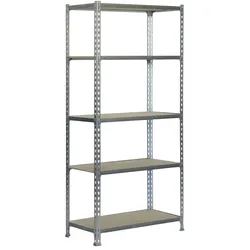 PROREGAL Schwerlastregal MULI | HxBxT 180x80x30cm | 5 Fachböden | Fachlast 150kg | Verzinkt | Lagerregal Kellerregal Werkstattregal Metallregal