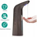 Induktions-Seifenspender, automatischer Seifenspender, wasserdicht, berührungsloser Infrarot-Seifenspender für Bad und Küche, tiefe Holzmaserung, 400