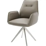 DeLife Polsterstuhl Zoa-Flex Kreuzgestell kantig Edelstahl Echt-Leder Schlamm Taschenfederkern