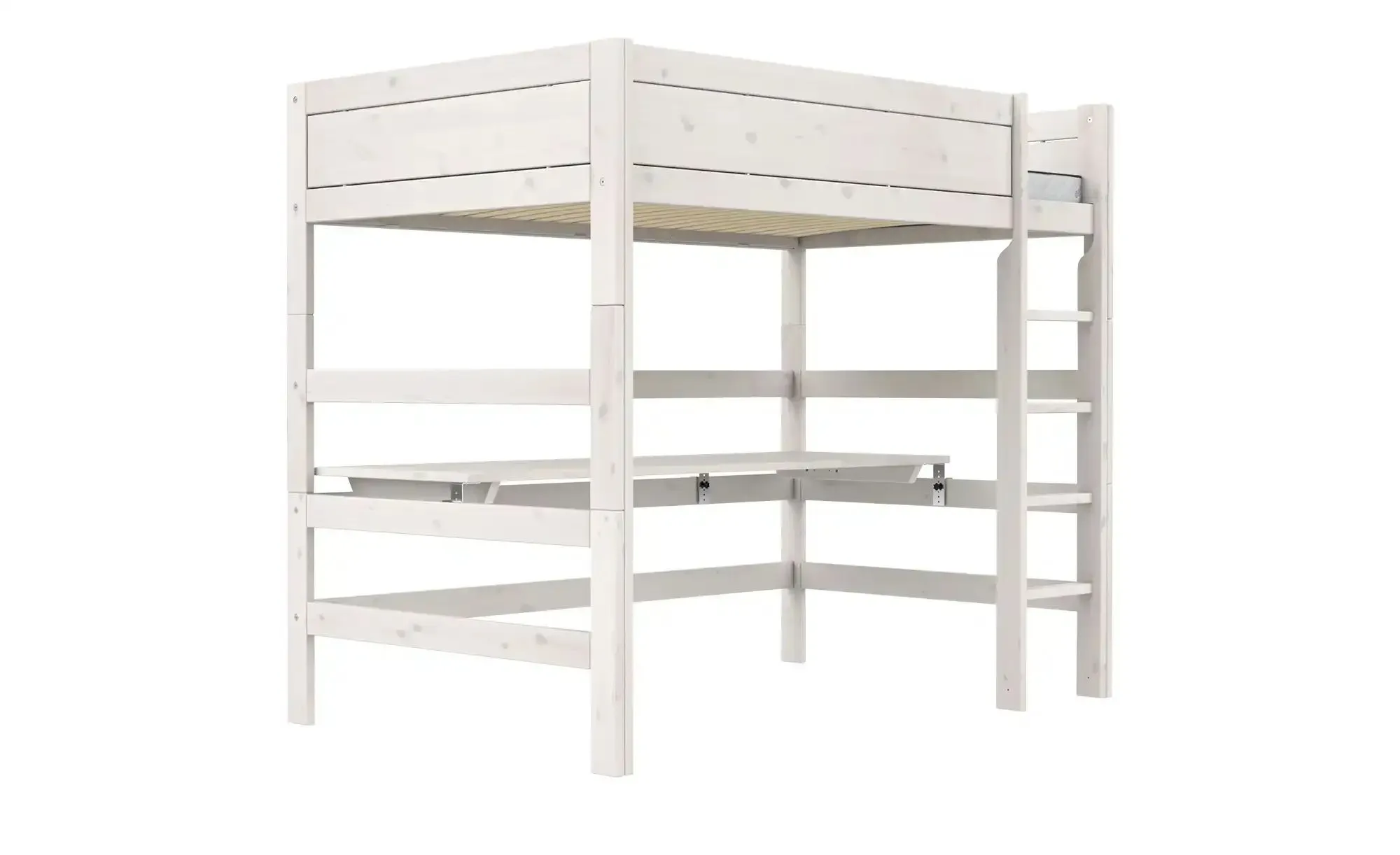 Lifetime Hochbett mit Leiter und Schreibtisch 120cm  Basis , weiß , Maße (cm): B: 207 H: 177 T: 132.0
