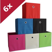 VCM 6er-Set Faltbox Klappbox "Boxas" - ohne Deckel Weiß-Natur