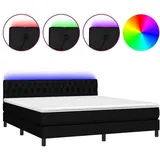 vidaXL Boxspringbett mit Matratze & LED Schwarz 160x200 cm Stoff