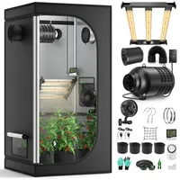 MINENICE Growzelt Komplettset mit M1500 LED Vollspektrum Grow Lampe 80x80x160cm Grow Tent 4" 215 CFM 3000RPM Ruhiges und Effizientes Belüftungssatz, 4-Gang-Lüfter, Hydroponics Indoor Growing Tent Set