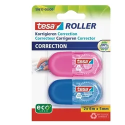 Tesa Roller Korrigieren ecoLogo, Blau, Pink, 6 m, 5 mm, 100%, Sichtverpackung, 2 Stück(e)
