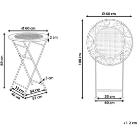 Beliani Bartisch rund 60 cm klappbar Grün