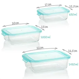 COM-FOUR Frischhaltedose türkis 3 x 1 l