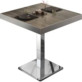 GGM Möbel Bistrotisch 70 x 70 x 77 cm Light Wenge/Edelstahl