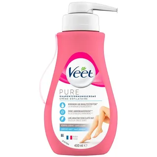 1x400ml Veet Pure Haarentferungscreme + Spachtel im Pumpspender