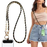 Handykette Universal Abnehmbar ,PU-Leder Handy Lanyard mit Universelles Patch ,Handyband Kordel Kette für Outdoor, Reise, Unterweg Phone Lanyard für alle Smartphone