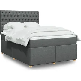 vidaXL Boxspringbett 140 x 200 cm Dunkelgrau