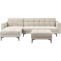 Beliani Ecksofa Stoff beige Schlaffunktion rechtsseitig mit Ottomane ALNES