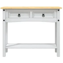 vidaXL Konsolentisch Mexiko-Stil Kiefernholz Weiß 90x34,5x73 cm