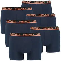 Head Boxershorts unifarben Dunkelblau/Orange M 6er Pack