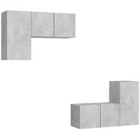 VidaXL 4-tlg. TV-Schrank-Set Betongrau Holzwerkstoff