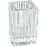 SANDRA RICH Teelichthalter Stripes Square Glas Transparent